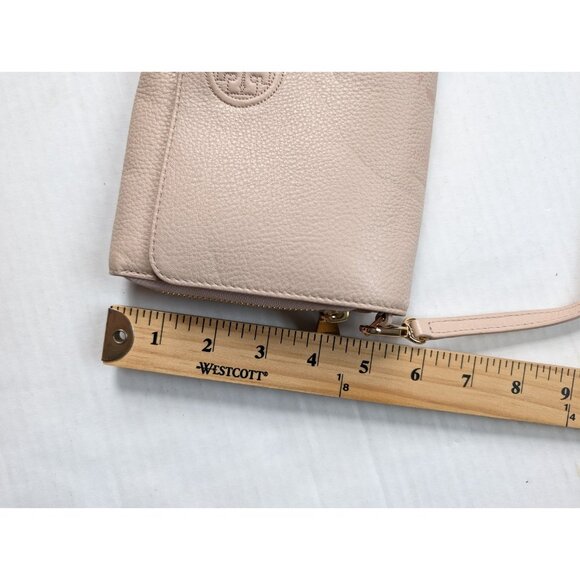 Tory Burch Bombe Flat Wallet Crossbody Pink READ Small Leather - Picture 9 of 13